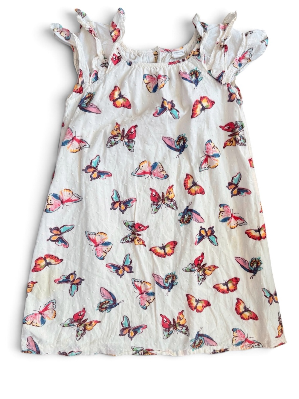GAP Beige Dress with Multicolor Butterfly Print